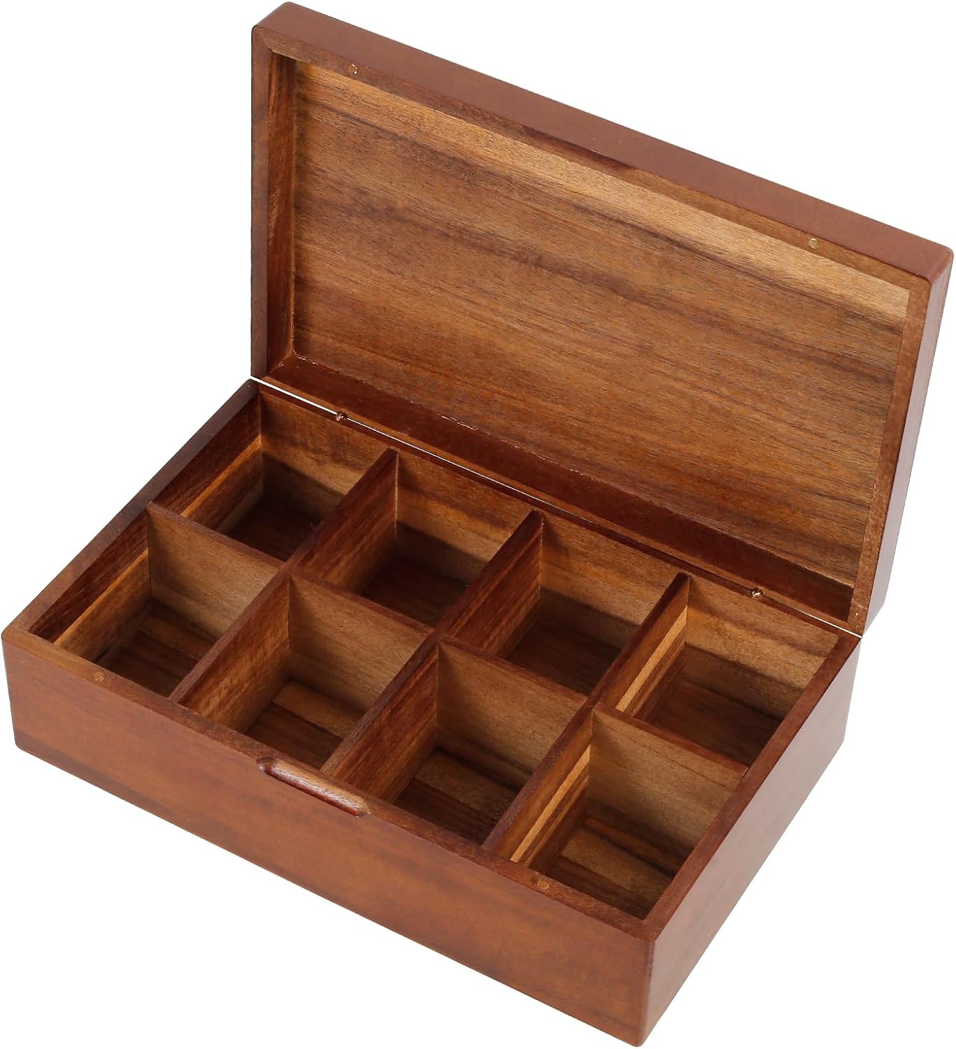 Wood Tea Bag Organizer w Lid and 4/8 Compartments Elegant Tea Packet Storage Box Practical Sugar Packet Holder for Countertop(Log color,8 grids)