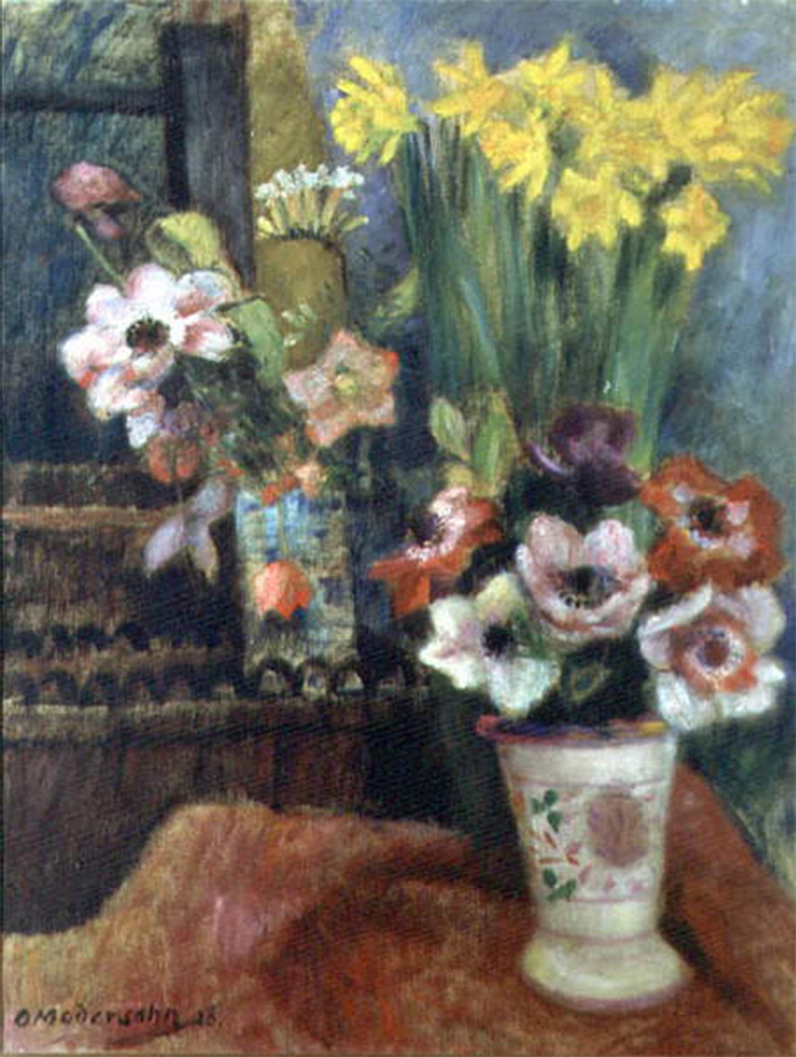 SERENDIPITP Retro Picture Poster Wall Art Pictures Painting Still Life of Flowers by Otto Modersohn Wall Art Canvas Print for Wall Decor 60x90cm
