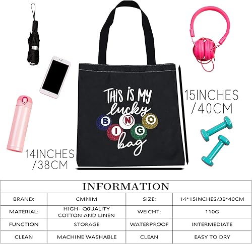 Miniatura 6 de CMNIM Lucky Bingo Tote Bag My Lucky Bingo Bag Ganador Regalo para los amantes de los juegos de bingo Bingo Jugador de Bingo Bolsa de hombro