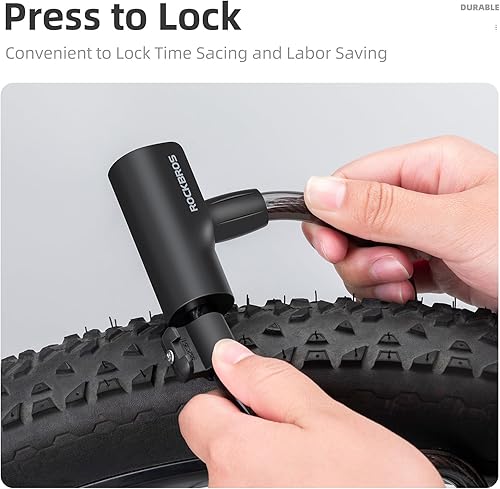 Miniatura 2 de ROCKRBOS - Candado de cable para bicicleta con llaves, 2 llaves y 1 soporte de montaje, carcasa de bloqueo de ABS, bloqueo de cable para