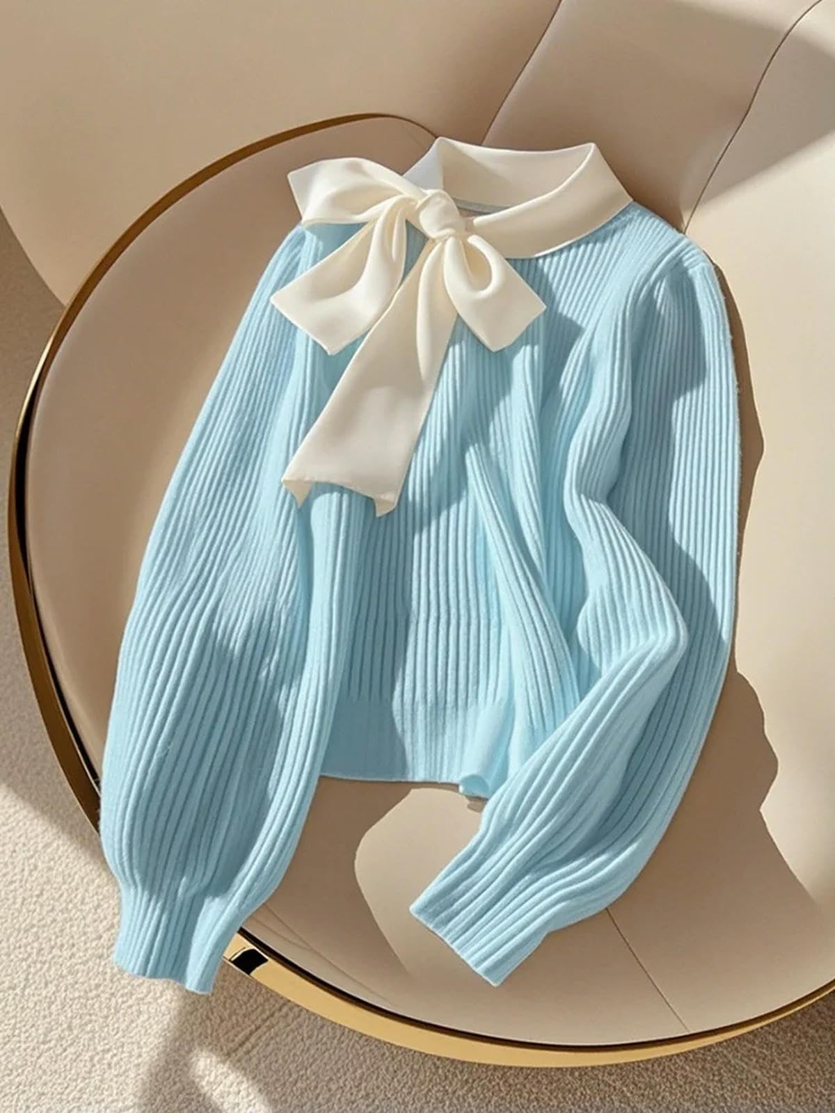 Sweter dla kobiet Leniwy styl z długim rękawem cienkie swetry wiosna jesień kokarda patchwork temperament swetry damskie-czarny-xxl
