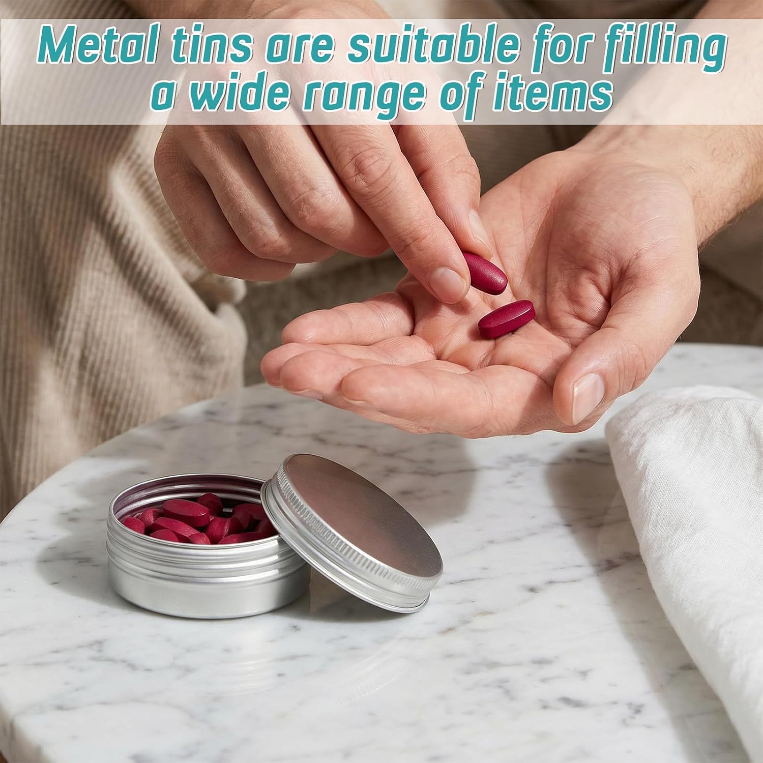 12 Pack Aluminum Tin can with Lid Aluminum Tin Jar Containers Refillable Containers Round Tins Travel Sized Cosmetic Container for Salve Balm Lip Balm Cream Lotion Candles Samples