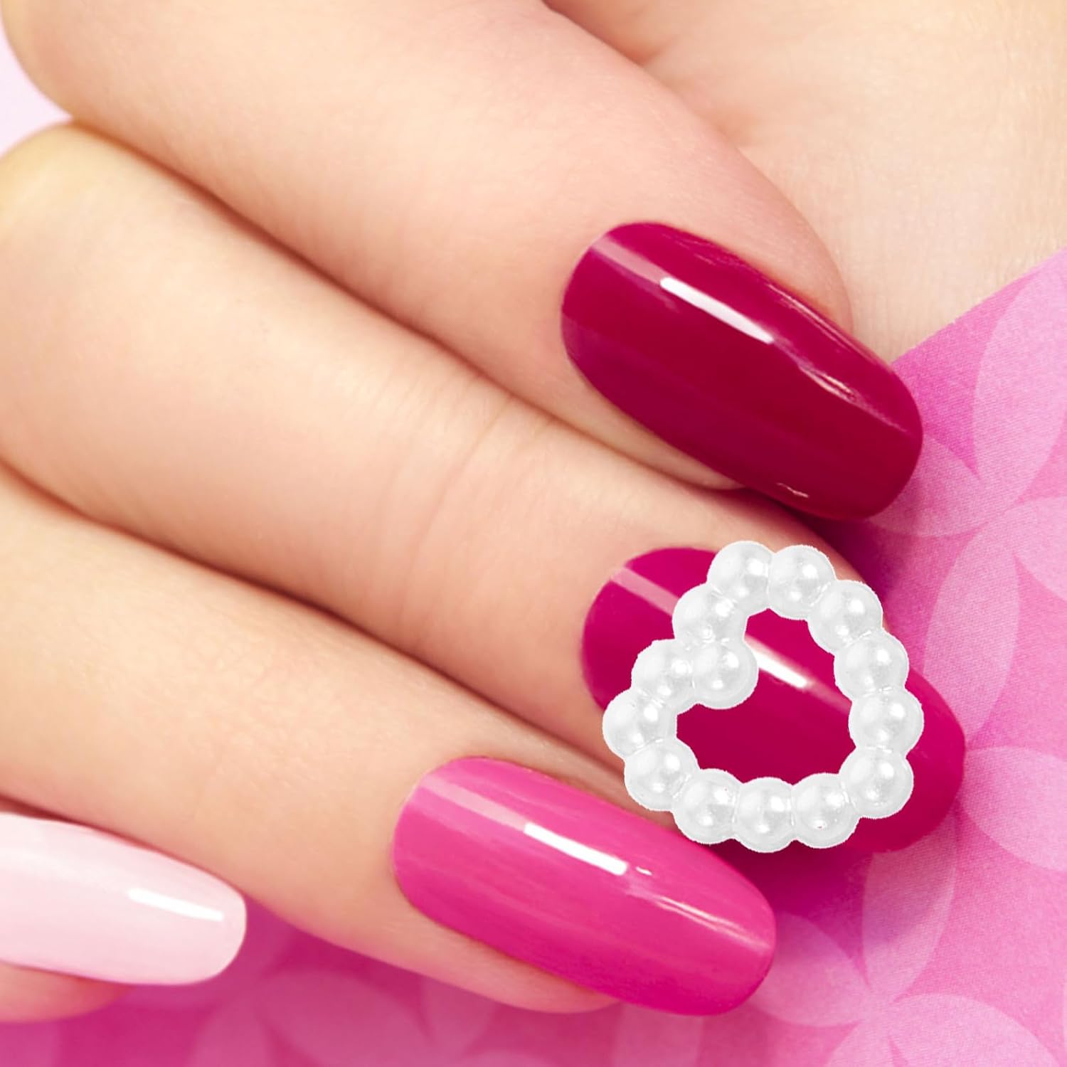 Heart Shape Nail Charms 50 Pcs Plastic Resin Decorative