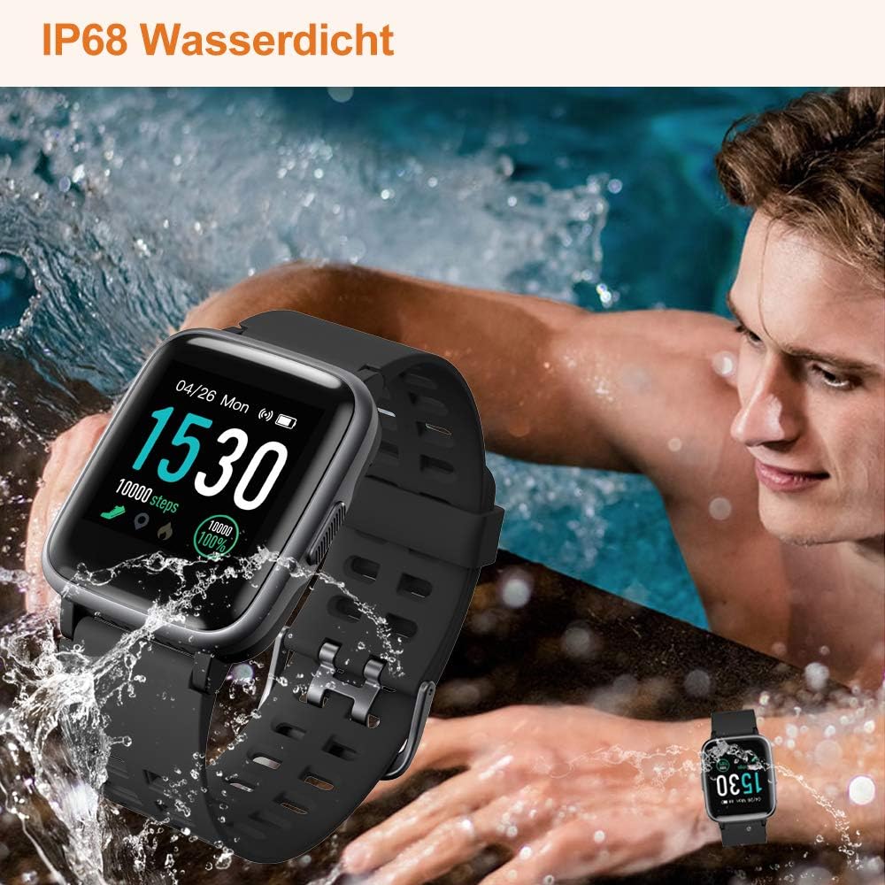 YAMAY Smartwatch, orologio da polso per il fitness, con schermo touch,  IP68, impermeabile, con contapassi, orologio sportivo e  cardiofrequenzimetro, cronometro, per uomo e donna, per iOS e Android :  Amazon.it: Sport e