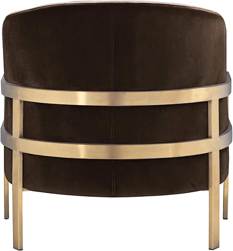 Miniatura 34 de Iconic Home Monte Accent - Silla de club elegante y elegante de terciopelo con acabado de latón cepillado, marco de acero inoxidable moderno y Negro