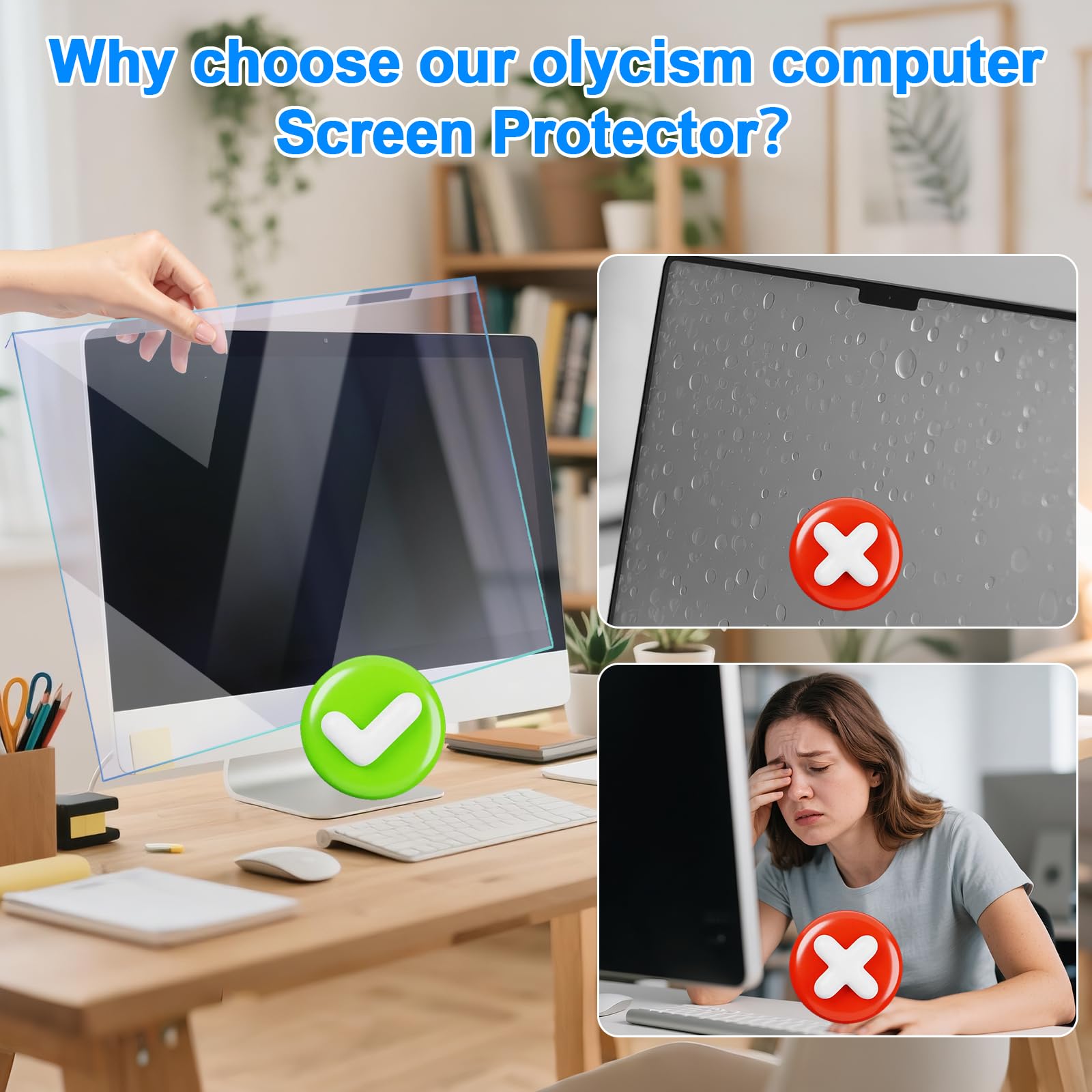 Protector de Pantalla para Computadora Portátil de 24 Pulgadas, Ultra Transparente, Protección contra la Luz Azul, Reduce la Fatiga Visual, Antihuellas, Antiarañazos, Fácil de Limpiar