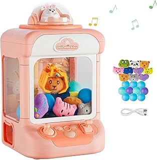 Mini Claw Machine for Kids 4-8|Vending Machine Candy Grabber & Prize Dispenser|Rabbit Electronic Arcade Game Indoor Toy|Best Birthday Gifts for 3 5 6 7 9 Year Old Girls (10 Dolls & 10 Gashapons)