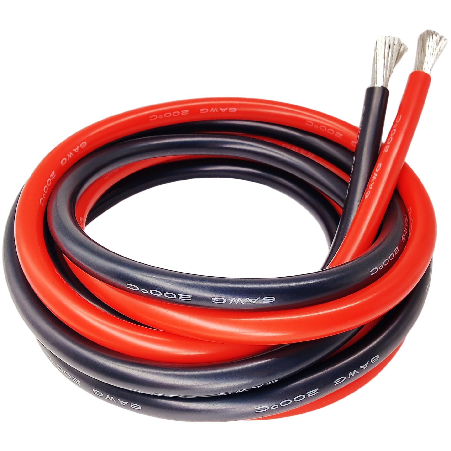 6AWG Gauge High Flexible,Soft Silicone Wire Electrical Cable 6ft (Red + Black Each 3ft) 3200 Strands,0.08 m Tinned Copper, 120A, High Temp Resistant 200 Deg C, for Battery,Invertors, UPS Etc.-image-42