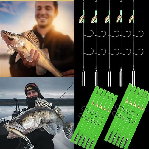 Miniatura 4 de 10Pcs Drop Shot Ready Rigs Kit with 2 Fishing Wacky Hooks,No Snag Skinny Sinker(1/2oz,3/8oz,1/4oz.1/5oz.), Spinner Blades， Fishing Bass Rig Cylinder