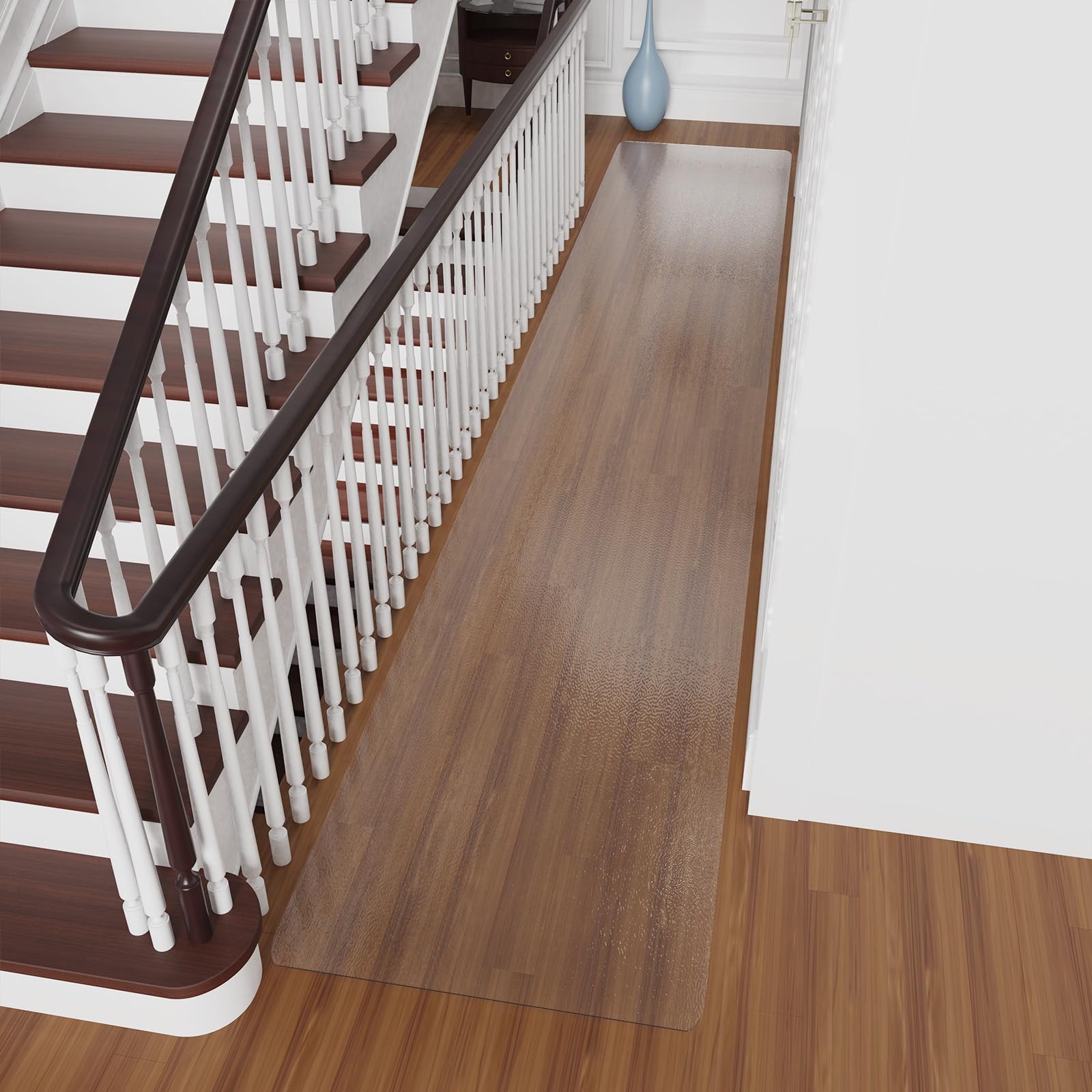 3'x10' Vinyl Runner Rug for Hallway, Clear Waterproof Kitchen Mat for Floor, Non-Slip Plastic Floor Mat for Entryway, Easy Clean Durable Area Mat for