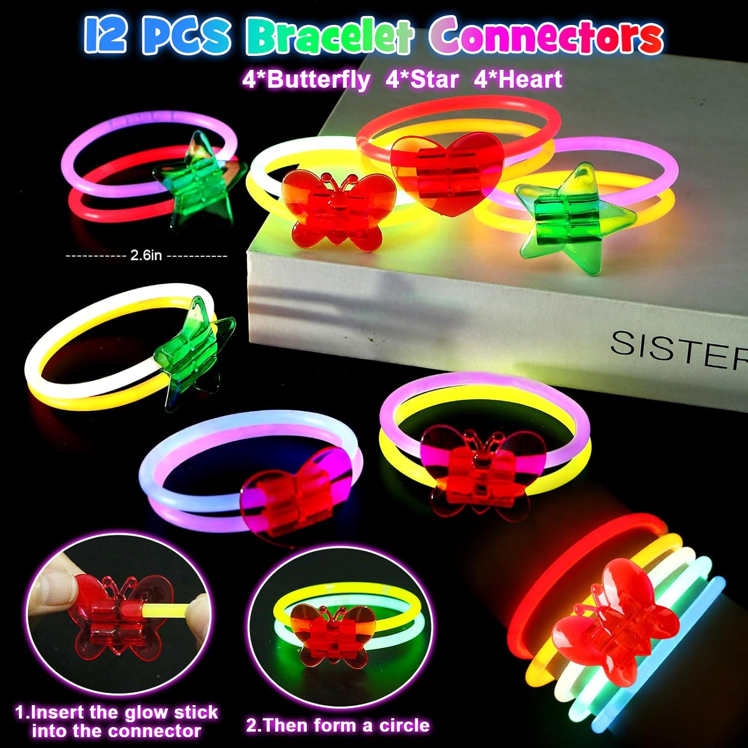 Glow in the Dark Party Supplies, 260 PCS Light Up Party Favors with Light Up Cups, Glow Straws, Glow Sticks, Glasses, Bracelets, Neon Party Supplies for Kids Adults Birthday Halloween Raves