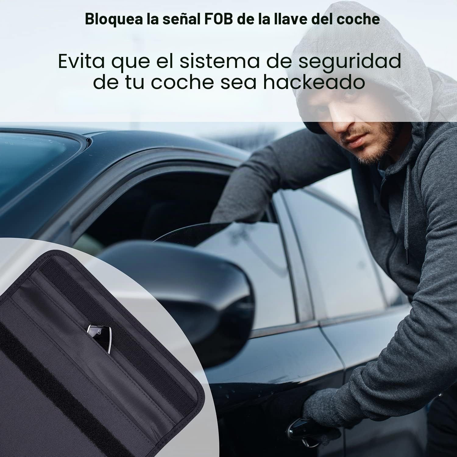 Wisdompro - Funda Faraday para móvil tipo cartera con bloqueo de señal RFID, protección de privacidad, llave de coche, antiseguimiento, antiespía, bloqueador, negro, grande