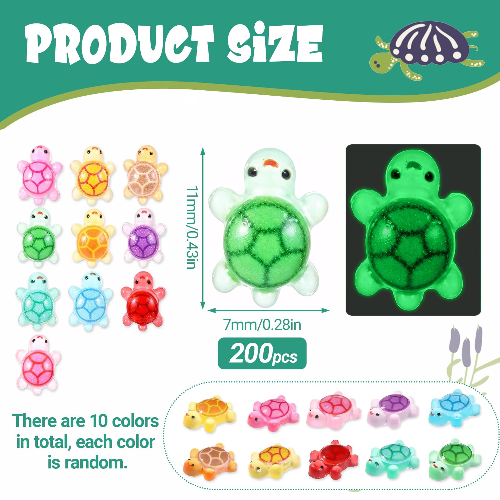 200 Mini-Schildkröten Aus Harz – Leuchten Im Dunkeln, Für Deko, Terrarium & DIY
