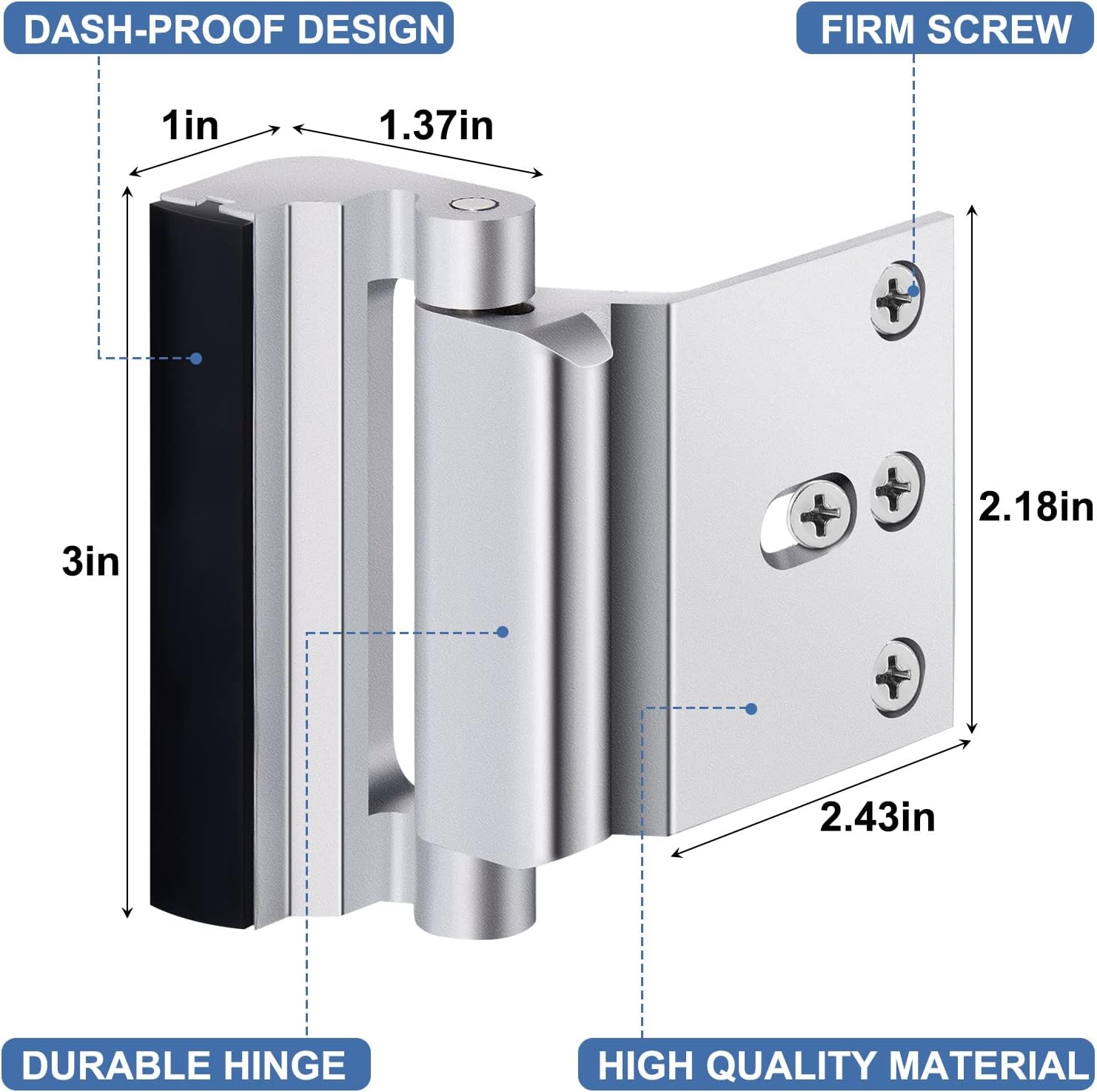 6 Pack Home Security Door Lock Reinforcement with 48 Pcs Screws Child Proof Door Locks for Inside Upgrade Lock to Defend Your Home(Silver)