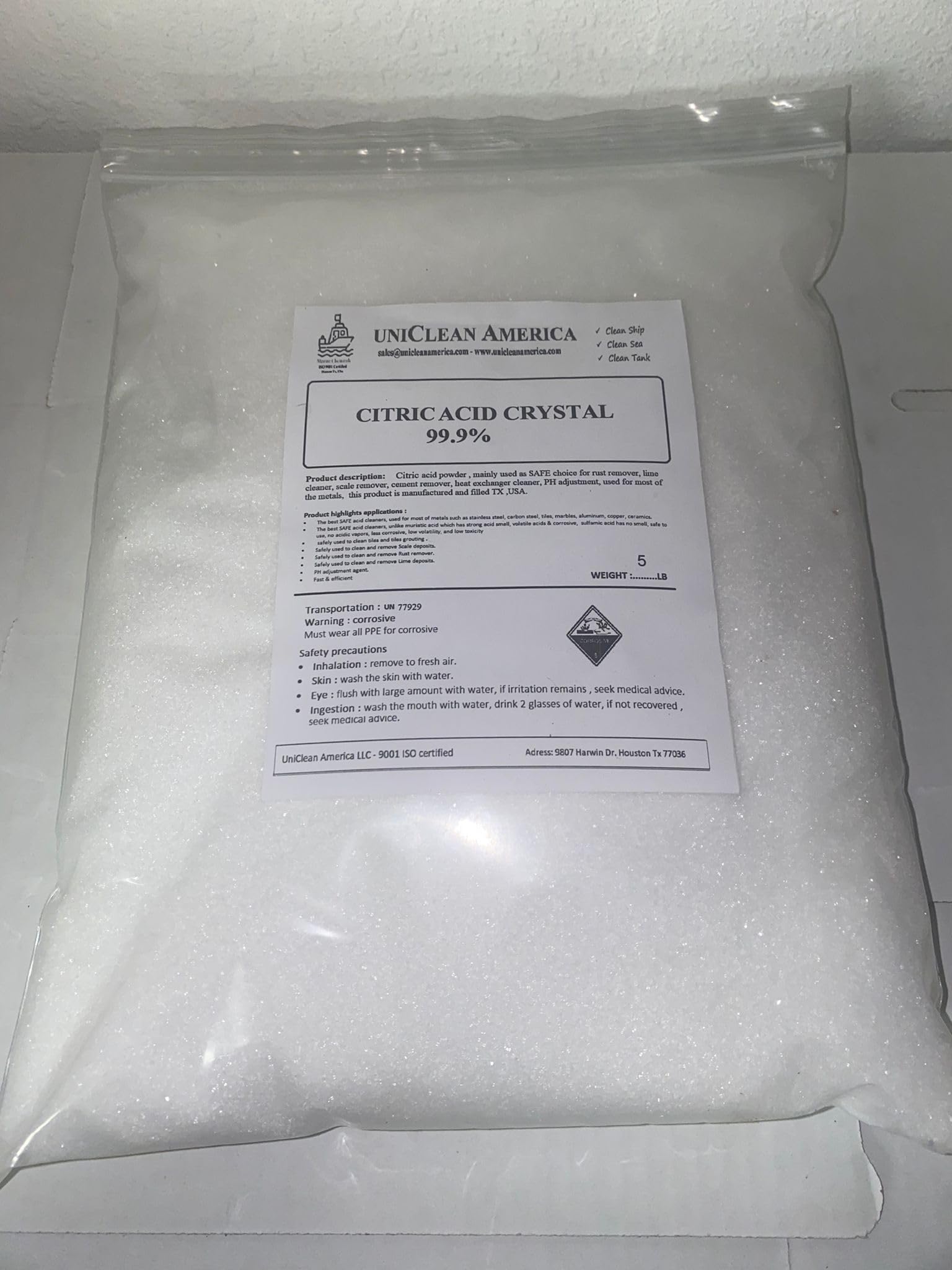 Citric Acid Anhydrous - high Puirty 99% - 2 X Power Stronger - Made in USA - Weight 15lb