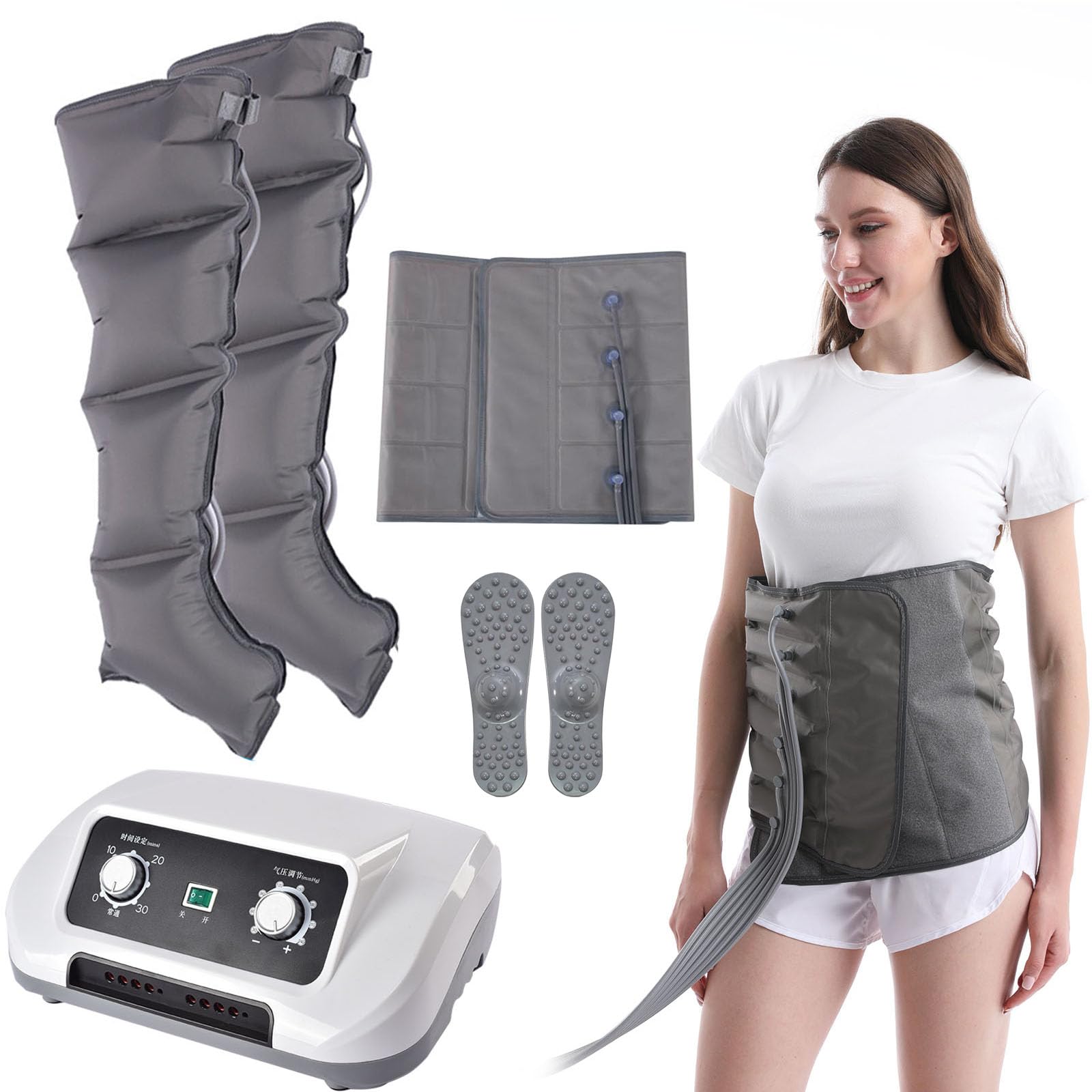 Apparecchio Pressoterapia per Casa per Gambe E Addome, Macchinario Pressoterapia Linfodrenaggio Glutei Gambe Addome Professionale, 4 6 8 Camere d'Aria, Macchina Drenante Gambe