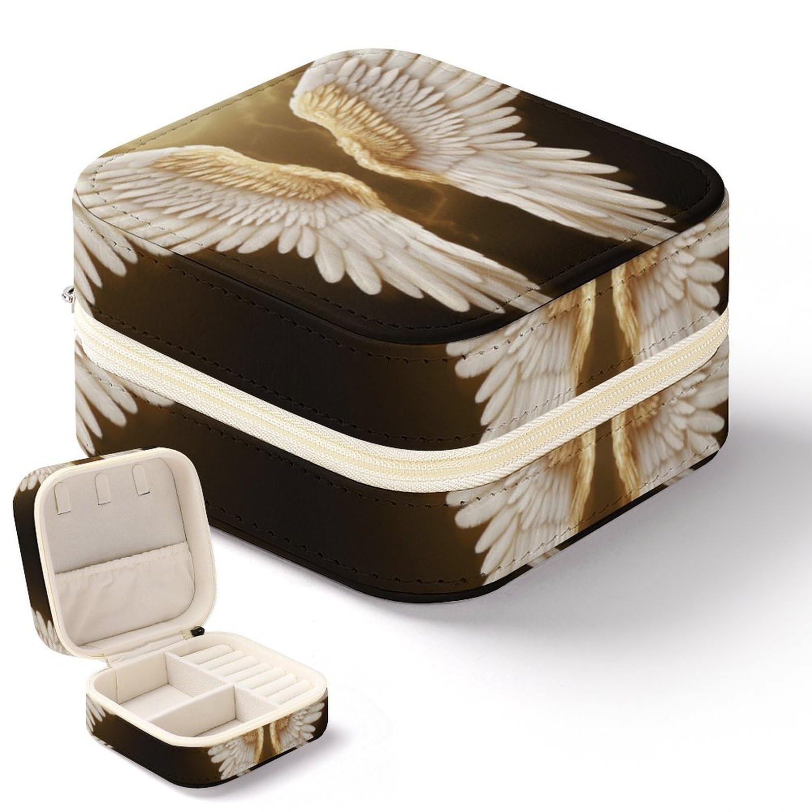 Boîte à bijoux de voyage avec motif aile d'ange pour vos week-ends