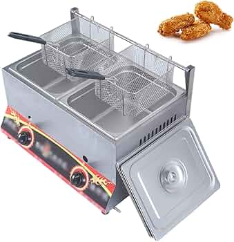 Amazon.co.jp: ガスフライヤー 20L大容量 2槽式 ステンレス鋼 業務用