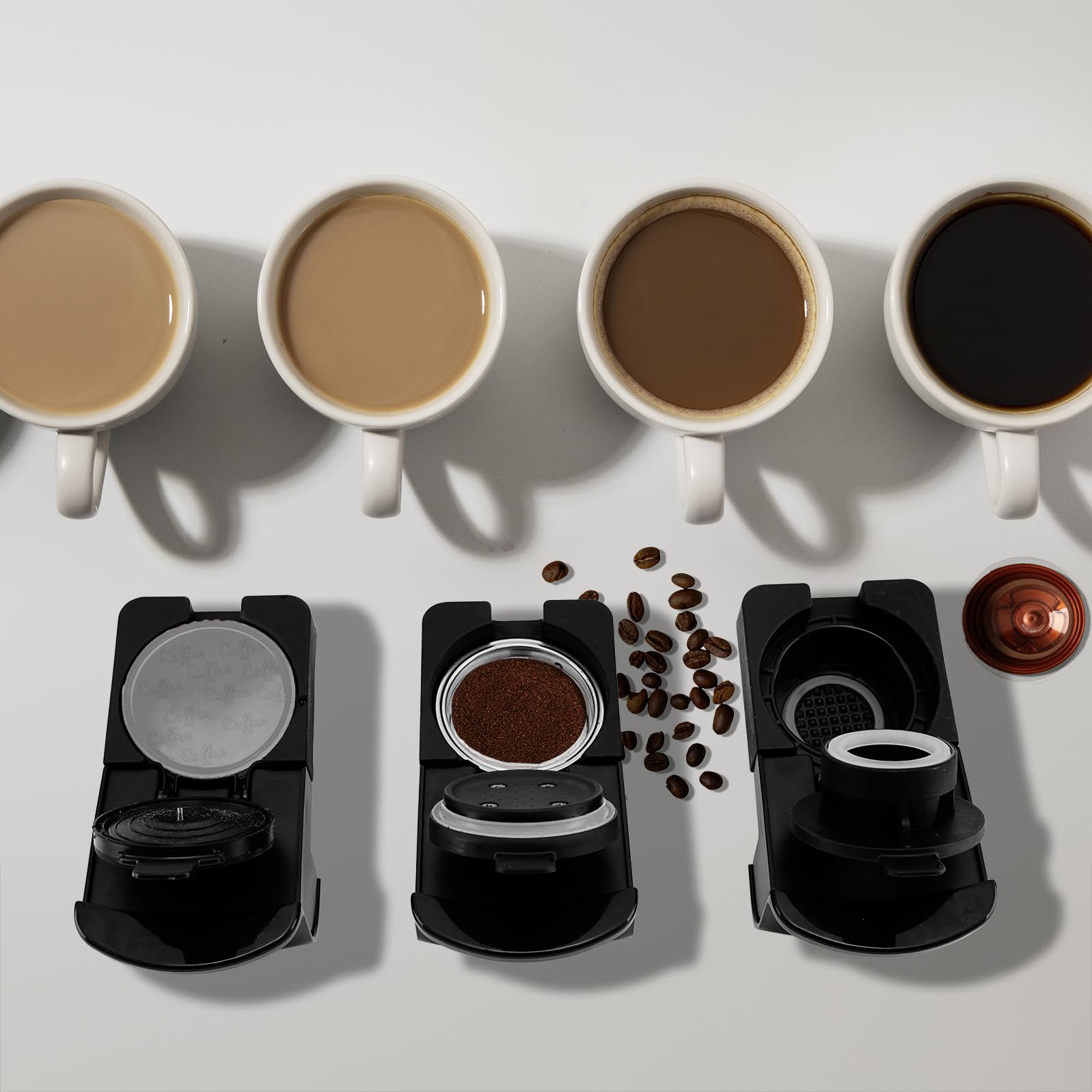 Juanita Cafetera Multicápsula Instant – 1400W, Presión 20 Bares, Compatible con Cápsulas y Café Molido, Pantalla Digital, Depósito 1.3L, Compacta y Fácil de Limpiar