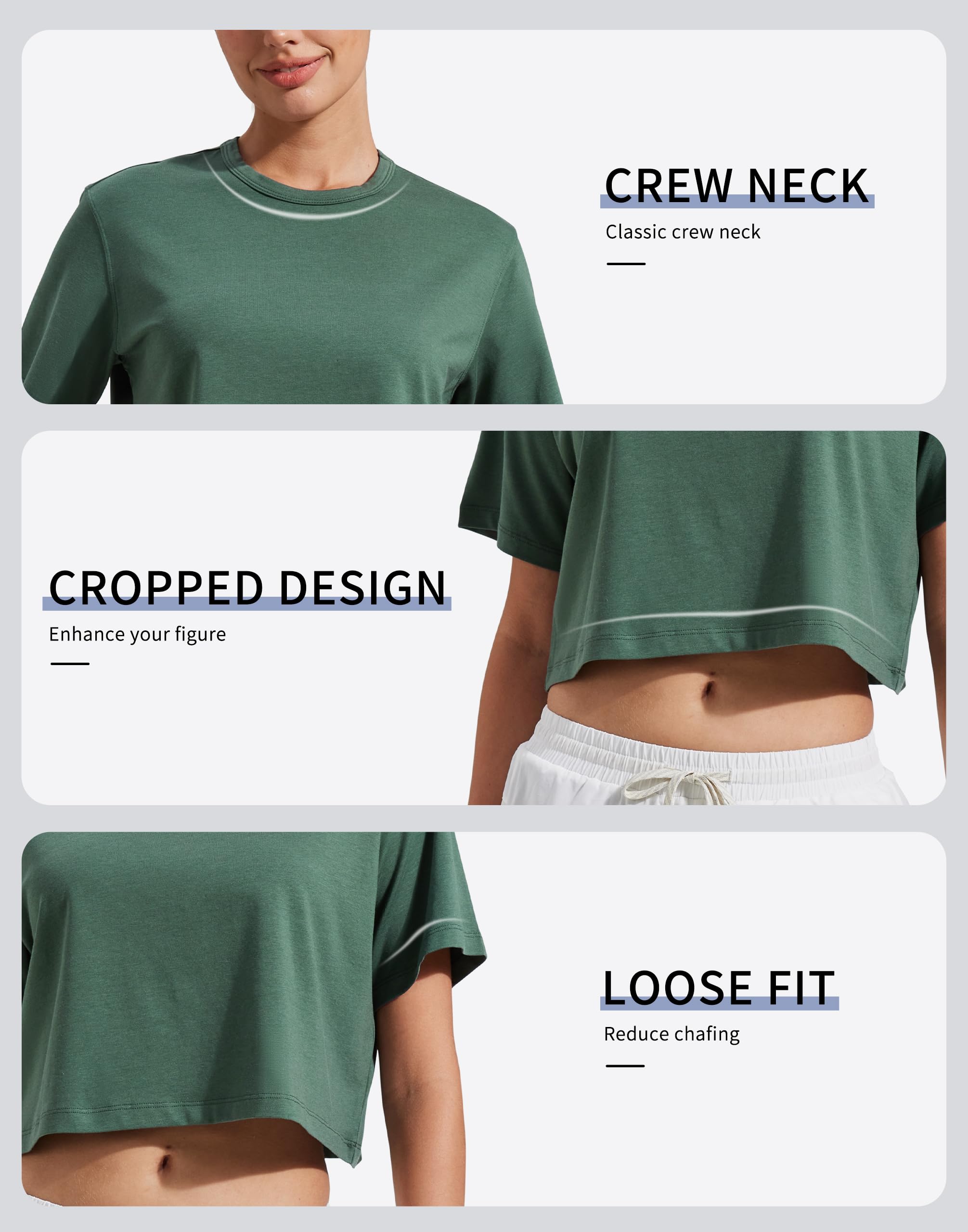 Pioneer Camp Camiseta corta de viscosa de bambú para mujer, manga corta, holgada, para gimnasio, correr, yoga