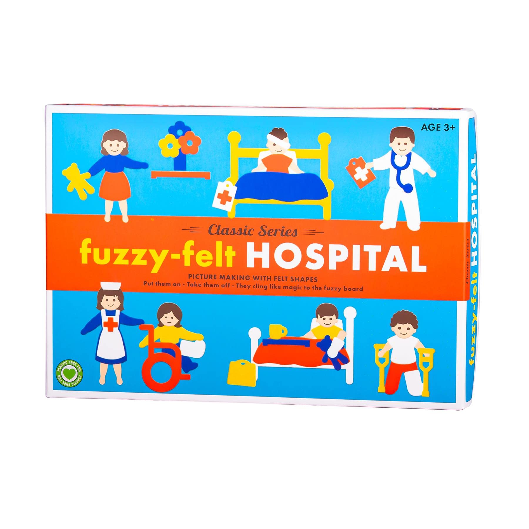 iTrend Fuzzy Felt Retro Hospital Story Board Set - Educational Interactive Storytelling Fuzzy Felt Board - Preschool Domestic Early Learning Play Kit - Teaching Toys Birthday Gift for Toddlers