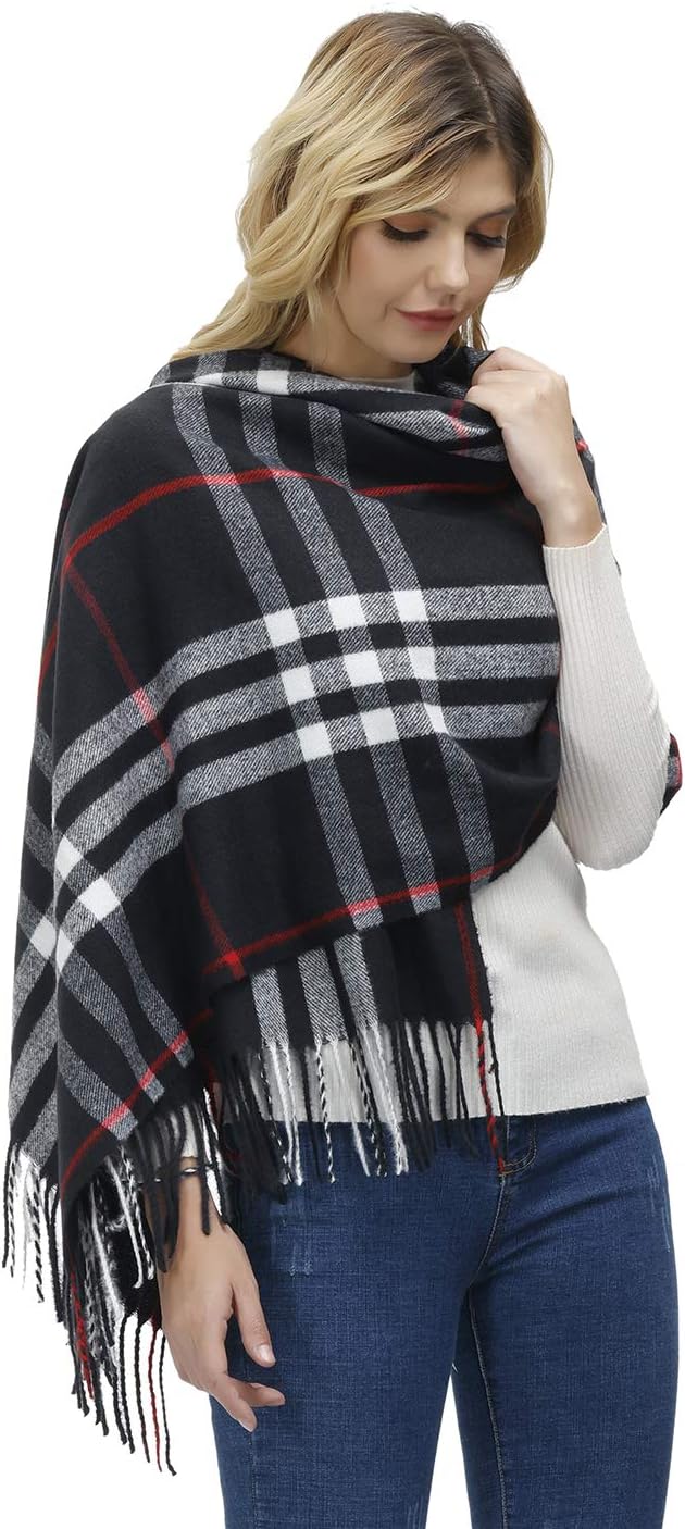 Coloris Edition Soft Blanket Scarf for Women Stylish Winter Warm Plaid Shawl Oversize Cozy Cashmere Womens Scarves