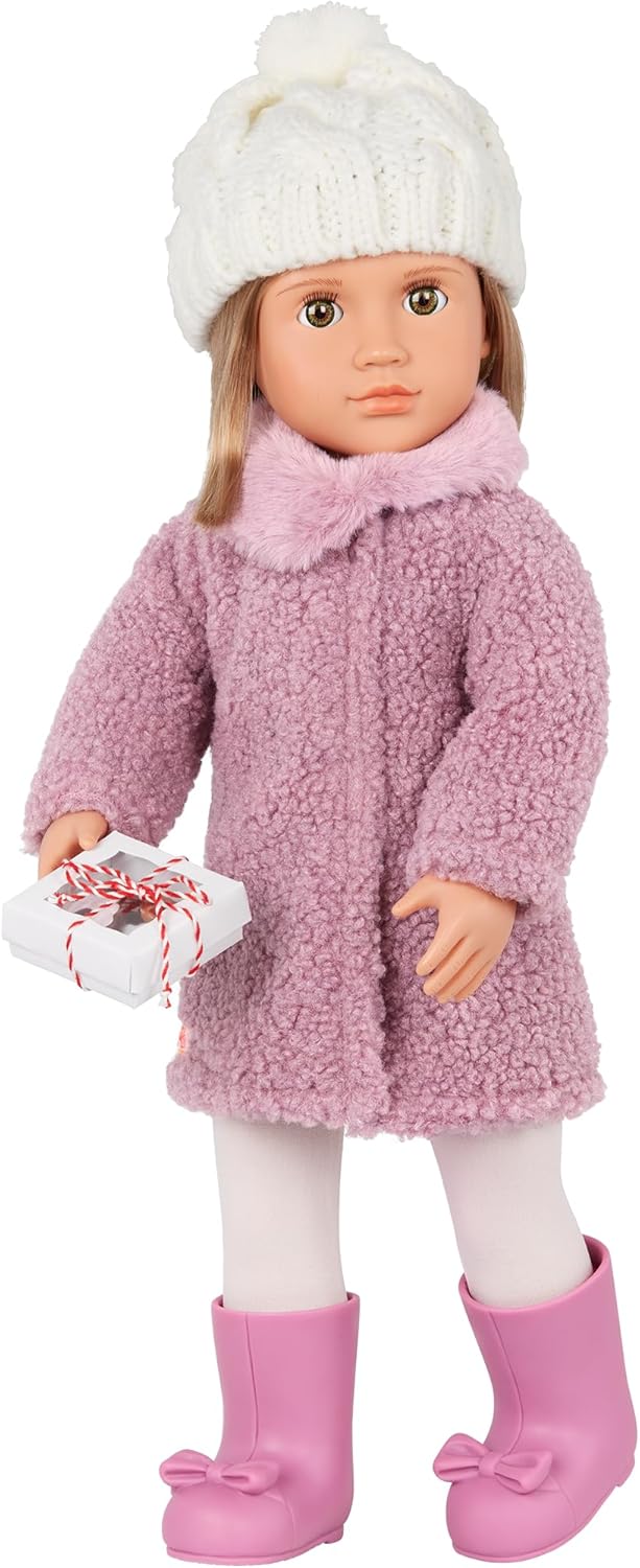 Our Generation BD30490Z Deluxe Outfit Winter Princess for 46 cm Dolls, Teddy Coat, Bobble Hat, Stylish Boots for Winter Fun - Children's Toy from 3 Years - 45453 HCM Kinzel