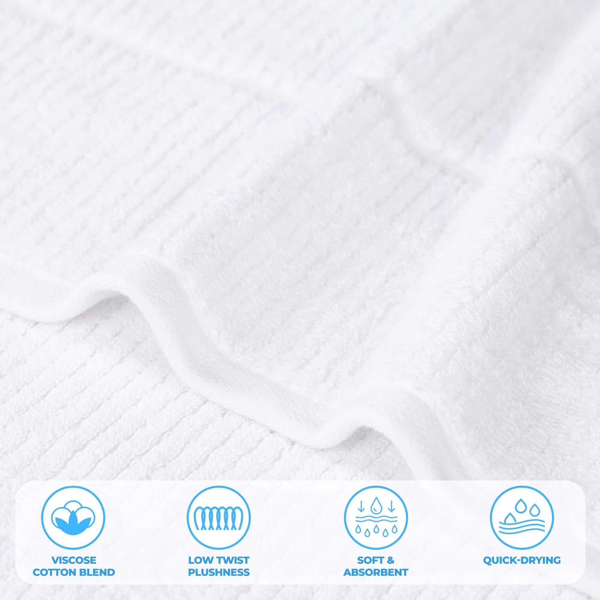 Superior Milo Smart Twist Lot de 12 petites serviettes en coton de poids moyen pour cuisine, salle de bain, douche, spa, peluche, séchage rapide, essentielles, ultra douces, design côtelé, bleu marine