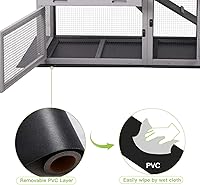 Vista 3 de Conejera de interior y exterior, madriguera con puerta para ventilación, conejera de madera con bandeja para no derramar, malla de alambre inferior