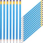 Operitacx 36 Pack Blue Erasable Pencils Hexagonal Art Pencils with Built-in Erasers Presharpened Colored Drawing Pencils for School Drawing Map Coloring Blueprint Marking and Adult Coloring