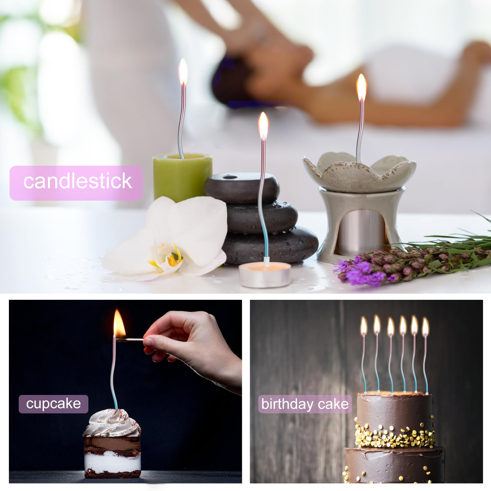 12 Pièces Bougies Anniversaire, Bougie Gateau Avec Supports