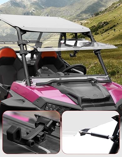 Miniatura 5 de A & UTV PRO Parabrisas plegable ajustable 3 en 1 resistente a los arañazos, parabrisas plegable resistente, tiene tres ajustes, compatible con