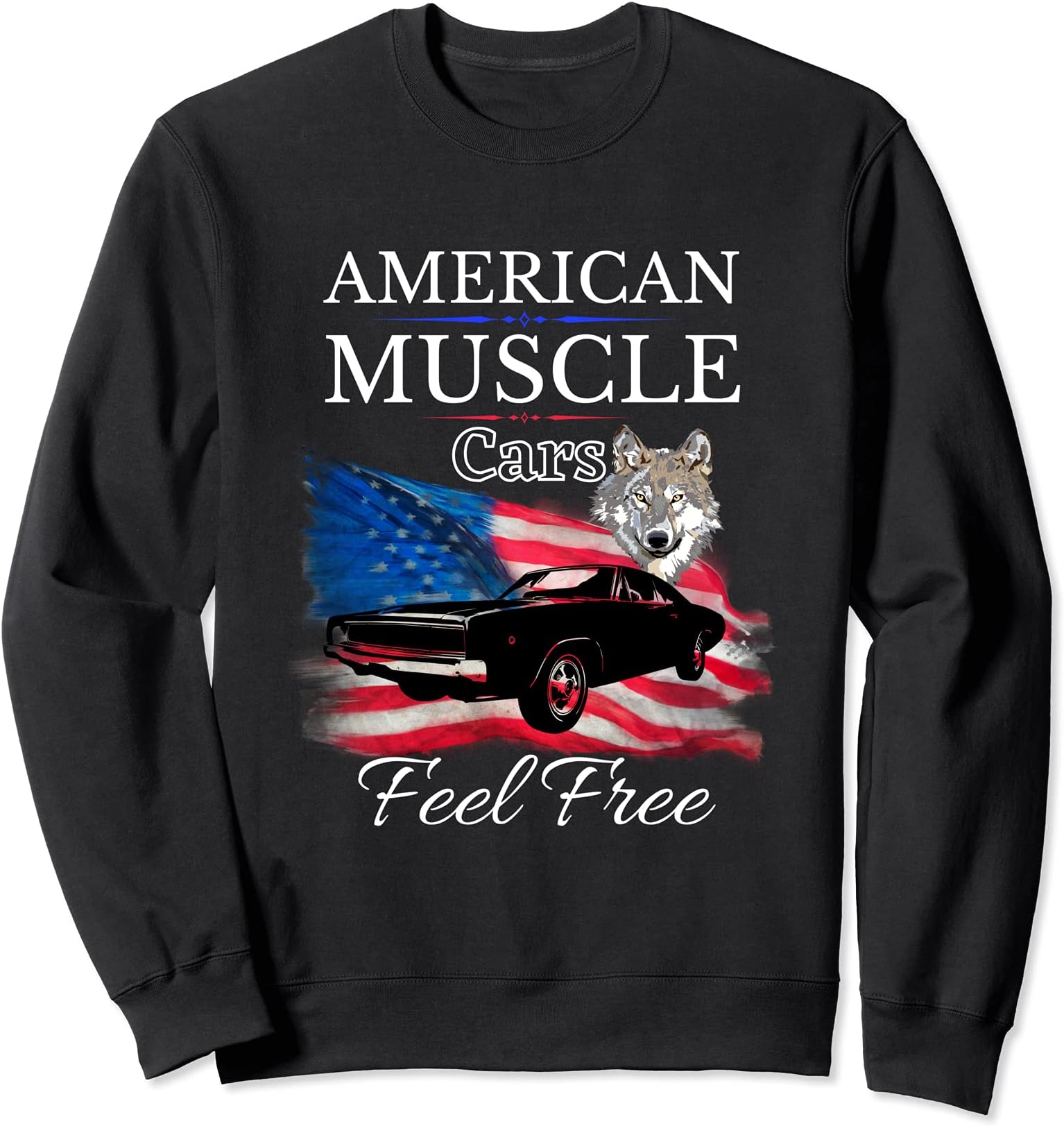 ak71DesignAuto-American Muscle Cars American Power US Flag Sweatshirt