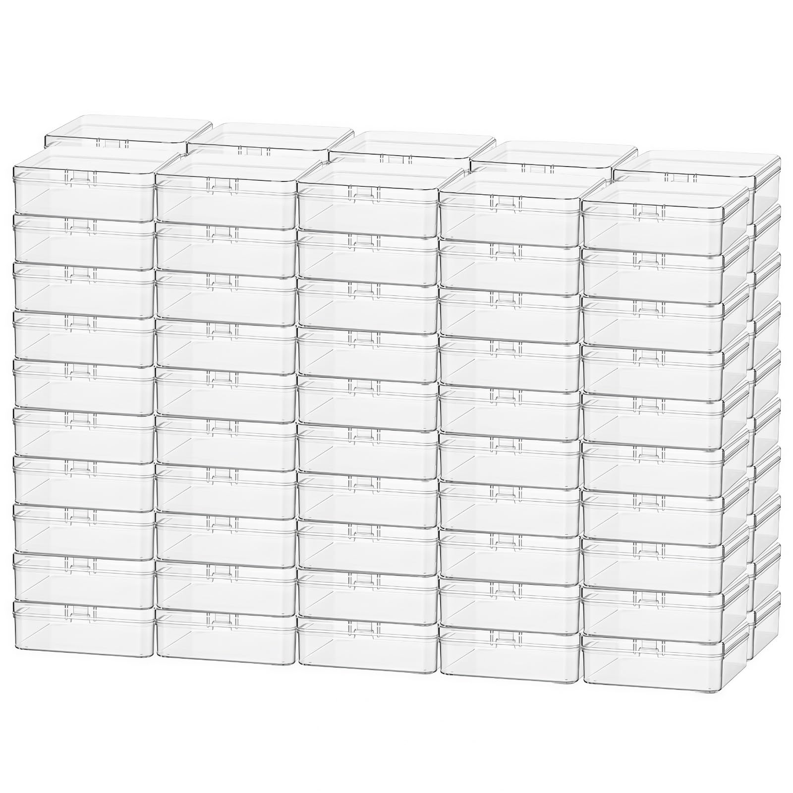 Goodma 100 Pieces Square Mini Clear Plastic Storage Box 2.16x2.16x0.79 in