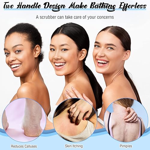 Miniatura 5 de Exfoliante de espalda para ducha, paño para la espalda, toalla de longitud extendida, de nailon, con correa elástica, para baño, paquete de 2 (gris,