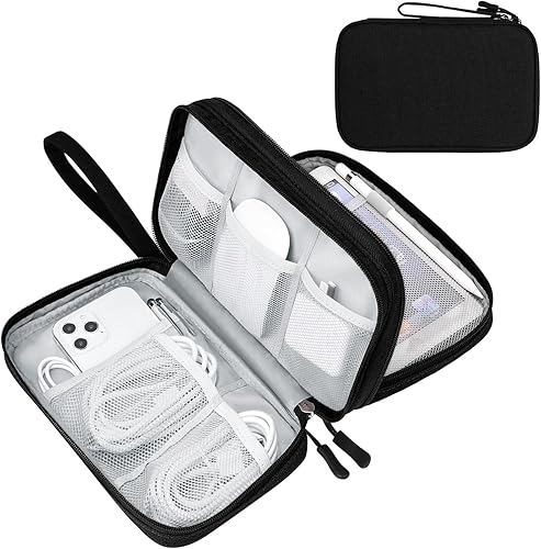 FYY Organizador grande para accesorios electrónicos, para viajes, para cables, celular y cargadores, estuche portátil, impermeable, doble capa,