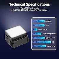 Vista 4 de JJC Luz LED de acción de 5, luz de relleno auxiliar magnética para DJI Osmo Action 5 Pro 4 3 / Xtra Edge Pro, mini luz de video recargable IPX5