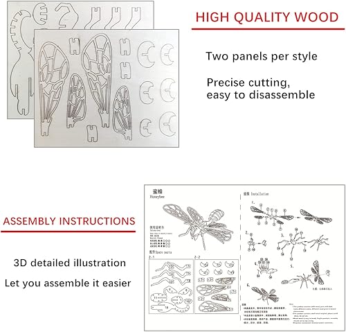 Vista 33 de Rompecabezas de dinosaurio de madera 3D, juego de 6 piezas de rompecabezas de esqueleto de dinosaurio de madera, rompecabezas 3D de manualidades
