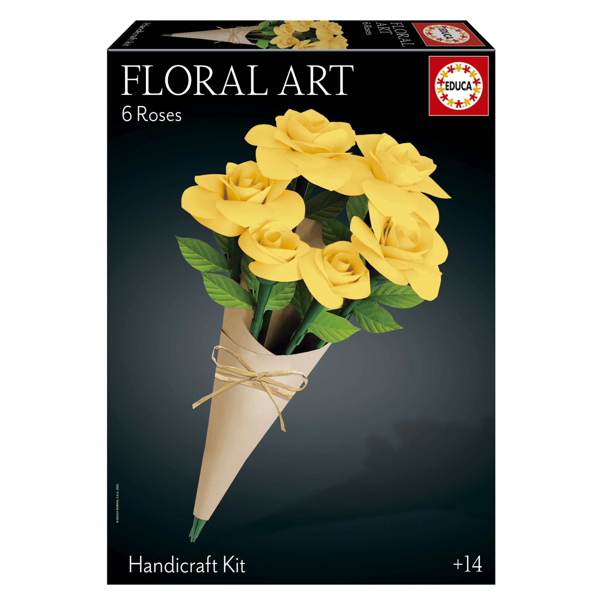 Educa - Ramo 6 rosas amarillas Floral Art | Kit de manualidad para realizar seis rosas de papel sin necesidad de pegamento, ni tijeras. A partir de 14 años (20422)