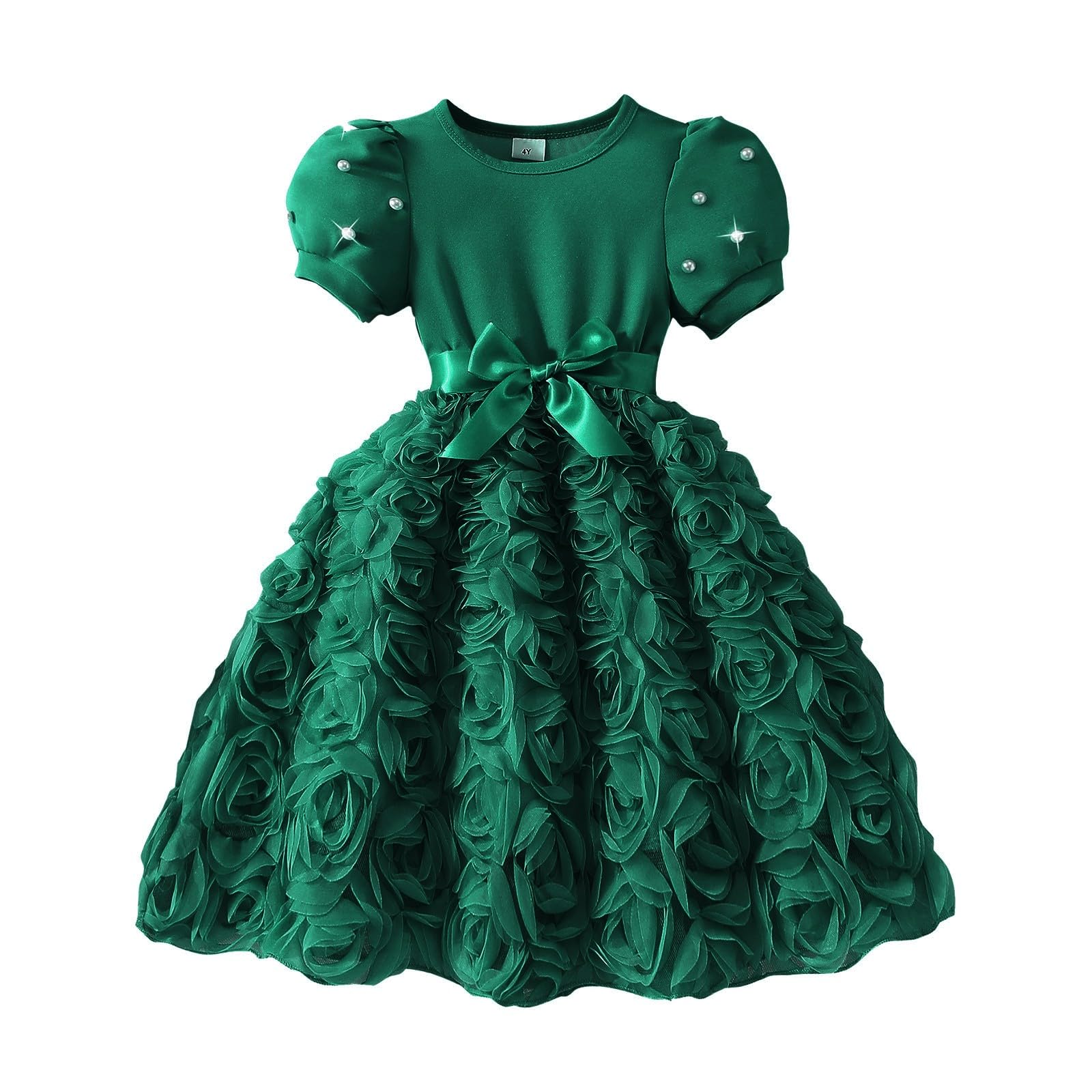 Vestido de fiesta de manga corta para niñas, cuello redondo, vestido de tutú de princesa floral, casual, verano, cumpleaños, graduación, vestido midi de tul
