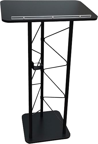 Miniatura 2 de FixtureDisplays Truss Metal y Madera Podio Atril Púlpito Superior de 25" de Ancho con un Portavasos 11566-H-NF