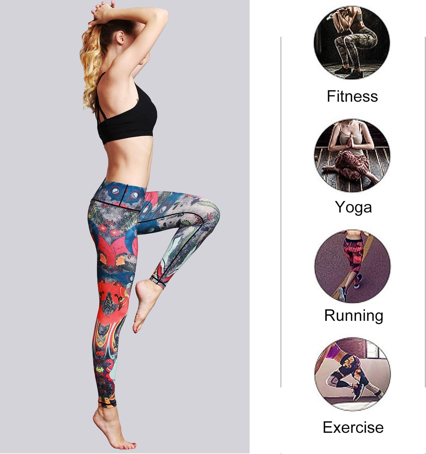 Women Yoga Pants Printed Over The Heel Stirrup Yoga Leggings High Waist Power Flex Capris Leggings for Fitness Running - Image 3