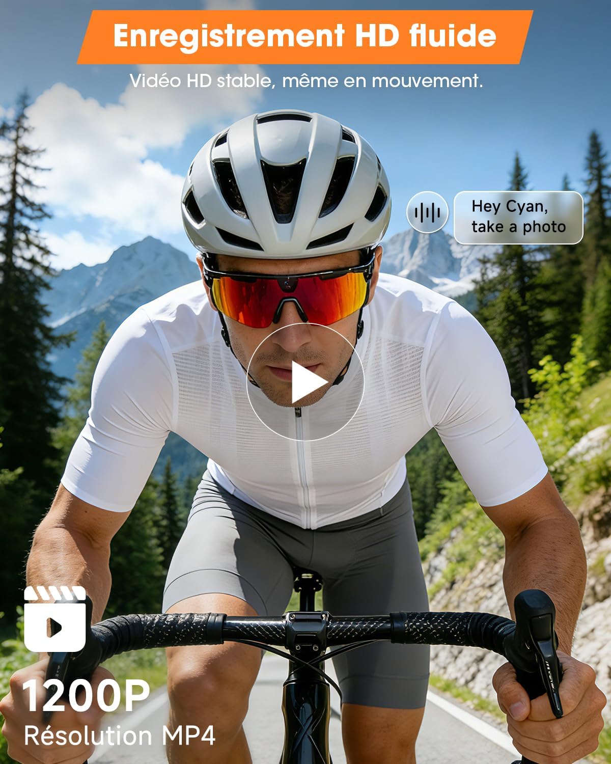 Mingtawn Smart Glasses mit 4K HD Anti-Shake Kamera & 3D Stereo Lautsprechern | Polariserte UV400 Sportsonnenbrille | Bluetooth KI-Brille für Outdoor-Videos, Fotos & Musik | HiFi Audio Action-Kamera