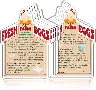 Farm Fresh Egg Handling Instruction Cards,50 Pack Chicken Coop Egg Care Inserts, Cute Barn Shaped Egg Tags for Backyard Farmers & Small Homestead Business Packaging or Farm Stand 3.4x2.4inch