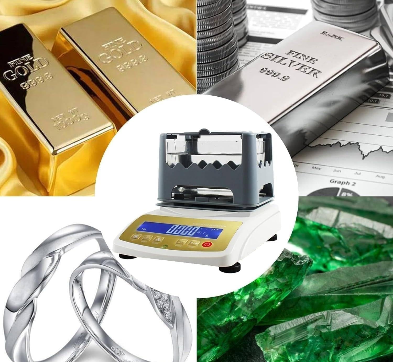 Automatic Gold Testing Kit, Precious Metal Tester, Precious Metal Authenticity Tester, Max Weight 1200g, Ideal for Jewelry Testing, Perfect for Jewelry & Investment