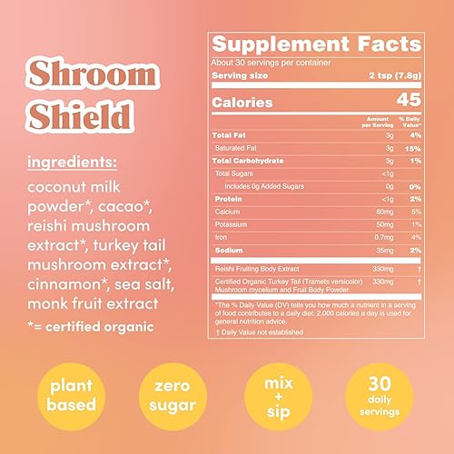 Miniatura 2 de Golde Shroom Shield  Superalimento con hongo de cola de pavo, extracto de hongo Reishi, cacao y leche de coco en polvo  Para defensa de la inmunidad