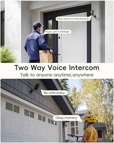 Miniatura 5 de ZUMIMALL Cámaras de seguridad inalámbricas para exteriores, 2 paquetes, 360 PTZ WiFi cámaras alimentadas por batería para vigilancia del hogar, foco