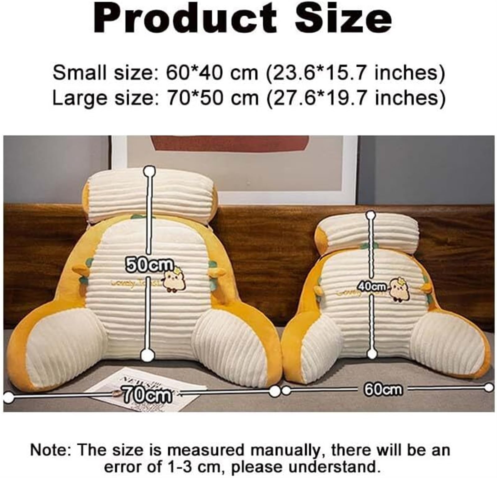 poduszka pod plecy, Poduszka relaksacyjna na ramię, lędźwiową i szyję, wygodna, jedwabna poduszka pod plecy, do siedzenia łóżku(Yellow,50 * 70CM)