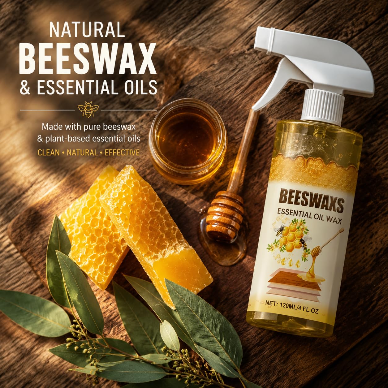 Generic 2PC Beeswax Spray for WoodNatural Micro-Molecularized Beeswax — product photo