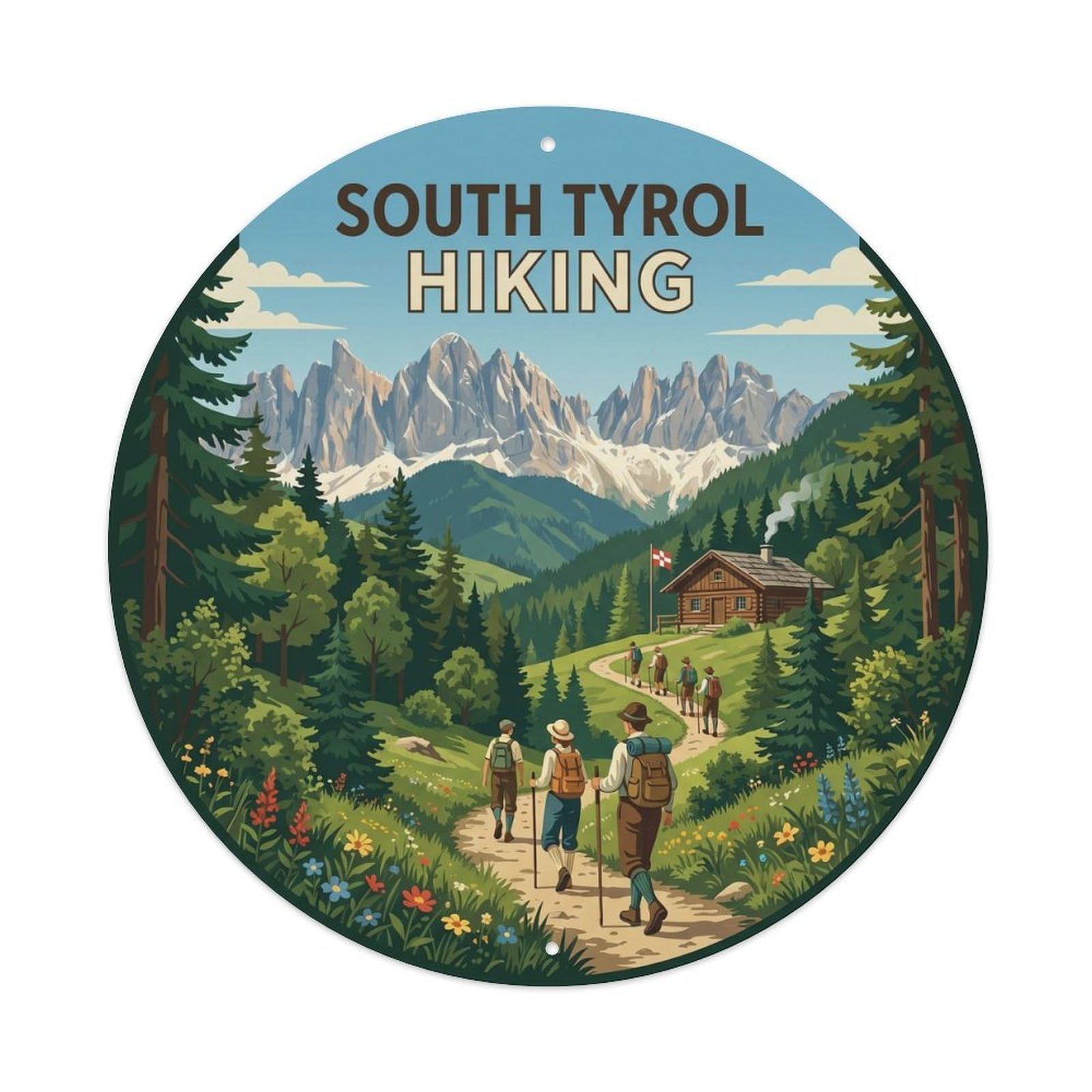 Olhnbad Style Alpine Travel Hiking South Tyrol Classic Metal Tin Sign